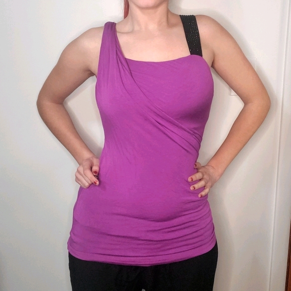 MISS ME Jean Brand Purple Asymmetric Tank Top - Picture 2 of 12